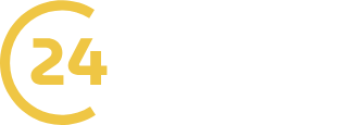 24 Casino logo with the 24 monogram in a gold ring